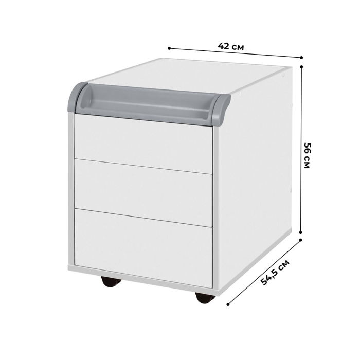 Характеристики Тумба Дэми ТУВ.08 подкатная на 3 ящика с органайзером